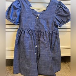 EUC Janie & Jack blue denim, puff sleeve, button up dress (size 18-24 & 4t)